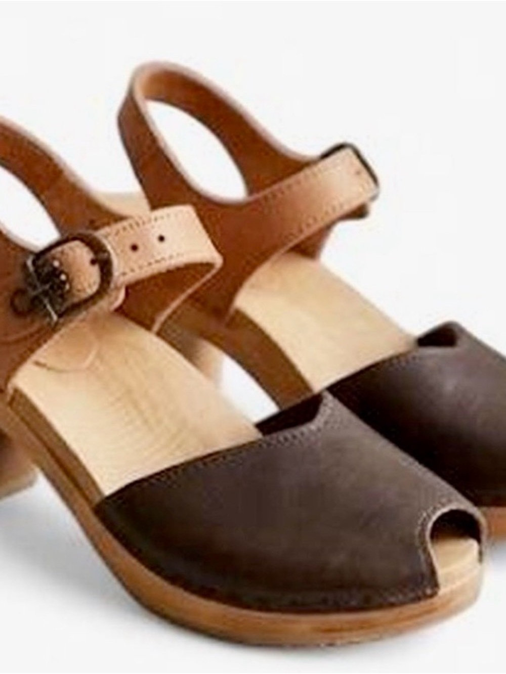 Bryr Women's Brown Two-Tone Peep Toe Sandal